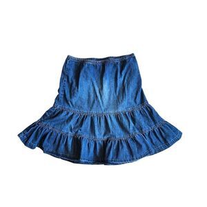 cottagecore tiered denim skirt